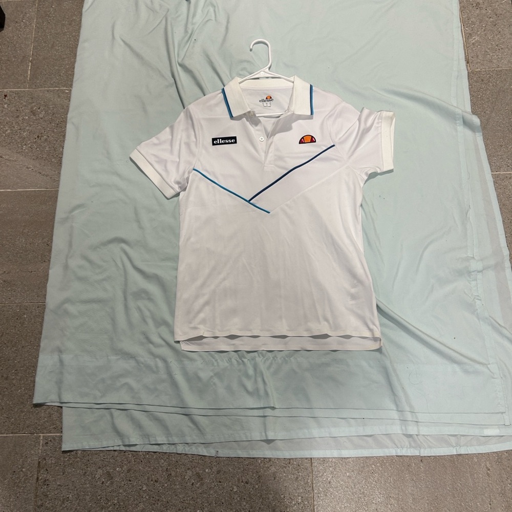 Ellesse White Polo with Blue Trim
